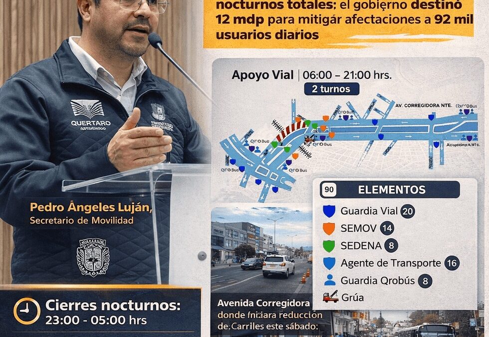 Trabajos del tren generarán ajustes viales en avenida Corregidora